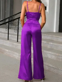 New Women's Normal Jumpsuit Streetwear Solid Color Sleeveless V Neck Backless High Waist Party Street Regular Fit Black Red Blue Spring Women Jumpsuits