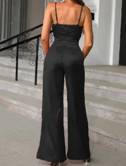 New Women's Normal Jumpsuit Streetwear Solid Color Sleeveless V Neck Backless High Waist Party Street Regular Fit Black Red Blue Spring Women Jumpsuits