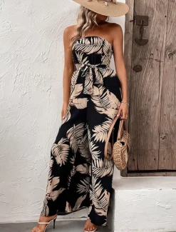 Sale Women's Normal Jumpsuit Streetwear Print Sleeveless Strapless Backless High Waist Street Daily Regular Fit Summer Women Jumpsuits