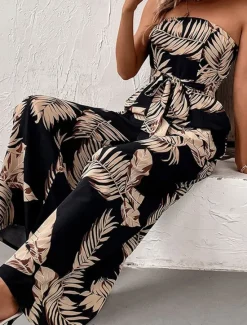 Sale Women's Normal Jumpsuit Streetwear Print Sleeveless Strapless Backless High Waist Street Daily Regular Fit Summer Women Jumpsuits