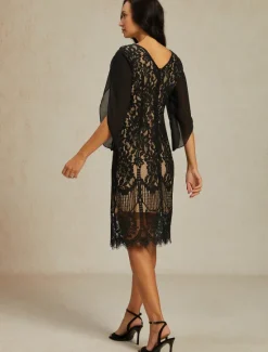 Women's Normal Knee Length Dress Dress Elegant Vintage Split Sleeve Party Wedding Guest Cocktail Party Regular Fit 3/4 Length Sleeve Crew Neck Summer Spring Fall Women Cocktail Dress