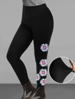 New Women's Normal Leggings Designer Casual Ankle-Length High Rise Gradient Flower Elastic Waist Print Breathability Comfortable High Elasticity Casual Daily Wear Dark Chocolate Brown black Gray yellow Women Leggings