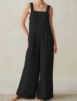 Discount Women's Normal Linen-Inspired Pants Streetwear Solid Color Sleeveless U Neck Pocket Street Daily Regular Fit Black Red Blue Summer Women Pants