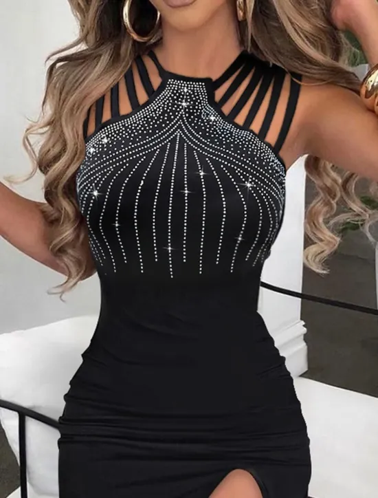 Women's Normal Long Dress Maxi Dress Elegant Dress Birthday Formal Sleeveless Form Fit Solid Color Sleeveless Asymmetrical Black Red Blue Spring Women Cocktail Dress