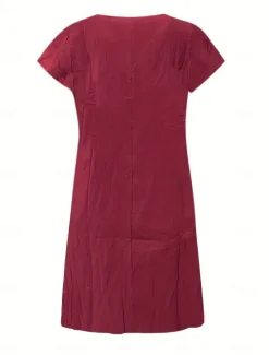 Clearance Women's Normal Mini Dress Cotton Linen Dresses Shift Dress Bohemia Vacation Tropical Butterfly Sleeve Street Casual Daily Form Fit Solid Color Short Sleeve V Neck Yellow Light Green Wine Royal Blue Women Dresses