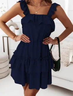 Hot Women's Normal Mini Dress Graduation Dress Slip Dress Cute Sleeveless Daily Form Fit Solid Color Short Sleeve Cowl Neck White Red Blue Summer Spring Women White Dresses