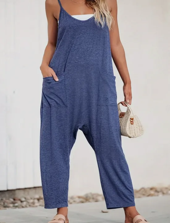 Best Women's Normal Overall Active Solid Color Sleeveless V Neck Pocket Vacation Daily Regular Fit Summer Women Jumpsuits