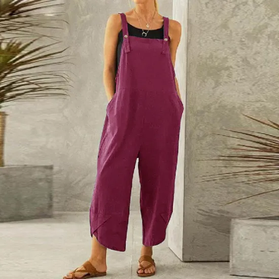 Sale Women's Normal Overall Dungarees Holiday Solid Color Sleeveless Sleeveless Straight Square Neck Pocket Vacation Dailywear Loose Fit Black Army Green Red Spring Women Overalls|Sets