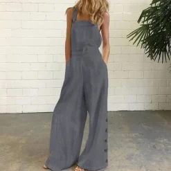 Discount Women's Normal Overall Dungarees Casual Solid Color Sleeveless Sleeveless Bootcut Square Neck Pocket Dailywear Holiday Loose Fit Black White Navy Blue Summer Women Overalls|Sets