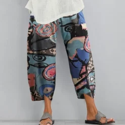 Online Women's Normal Pants Chinos Slacks Basic Casual / Sporty Ankle-Length Mid Waist Graphic Prints Graffiti Pocket Baggy Print Comfort Inelastic Daily Weekend Pink Red Blue Light Blue Summer Women Pants