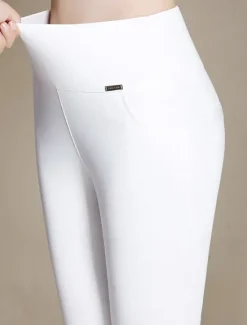 New Women's Normal Pants Trousers Leggings Fashion Full Length High Waist Solid Color Tummy Control Butt Lift Comfort Stretchy Daily Going out Black White Wine Royal Blue Fall & Winter Skinny Women Leggings