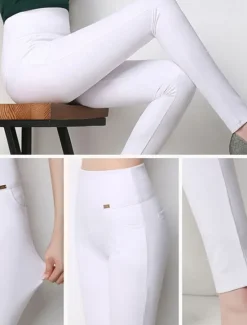 New Women's Normal Pants Trousers Leggings Fashion Full Length High Waist Solid Color Tummy Control Butt Lift Comfort Stretchy Daily Going out Black White Wine Royal Blue Fall & Winter Skinny Women Leggings