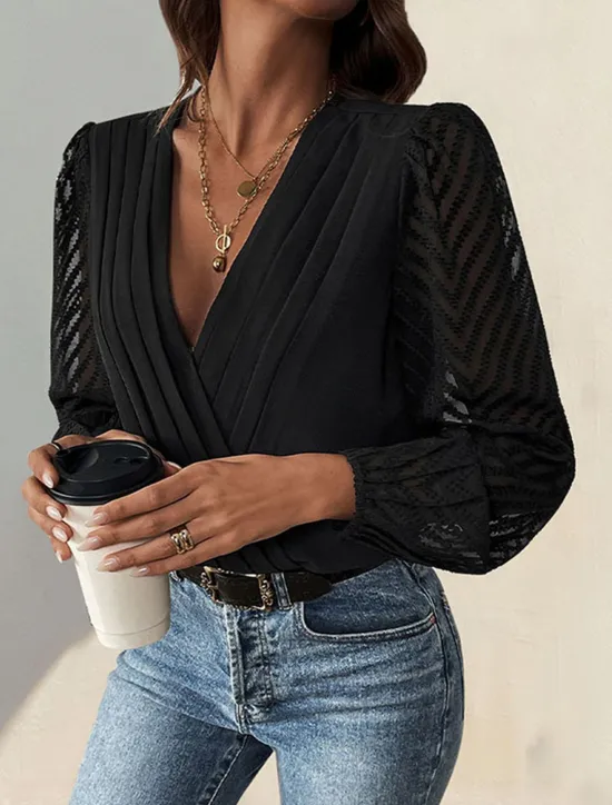 Hot Women's Normal Playsuit Stylish Solid Color Long Sleeve V Neck Party Work Regular Fit Black Red Green Spring Women Bodysuits