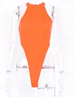 Women's Normal Romper Streetwear Solid Color Sleeveless Halter Neck Street Daily Bodycon Top Black White Fuchsia All Seasons Women Rompers
