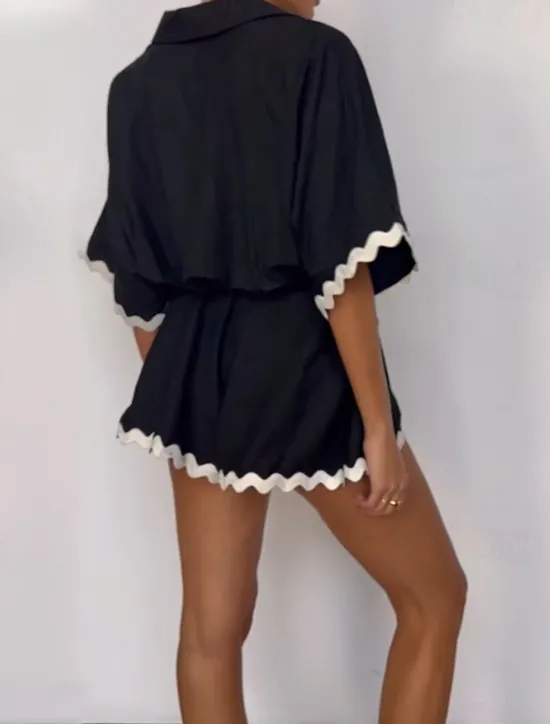 Women's Normal Romper Streetwear Color Block Short Sleeve Shirt Collar Belted Street Daily Regular Fit Summer Women Floral Dresses