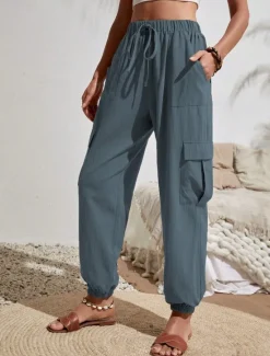 Best Women's Normal Slacks Pants Trousers Harem Pants Fashion Stylish Full Length High Waist Solid Color Street Casual Daily Black Pink Blue Khaki Summer Spring Fall Winter Women Pants