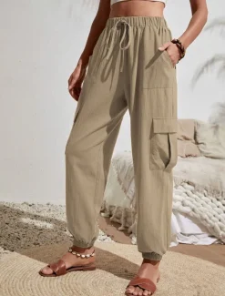 Best Women's Normal Slacks Pants Trousers Harem Pants Fashion Stylish Full Length High Waist Solid Color Street Casual Daily Black Pink Blue Khaki Summer Spring Fall Winter Women Pants