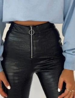Online Women's Normal Slim Pants Trousers Leggings Fashion Streetwear Full Length High Waist Solid Color Zipper Soft Comfortable Micro-elastic Party Street Going out Fall Winter Regular Fit Women Pants