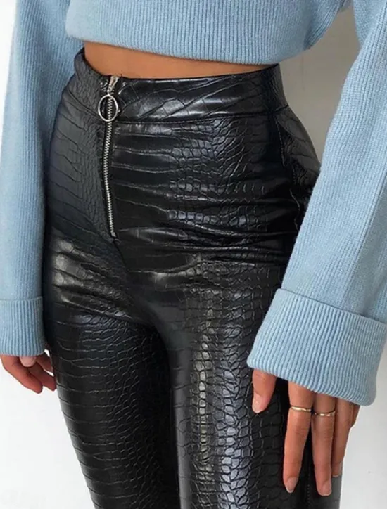 Online Women's Normal Slim Pants Trousers Leggings Fashion Streetwear Full Length High Waist Solid Color Zipper Soft Comfortable Micro-elastic Party Street Going out Fall Winter Regular Fit Women Pants
