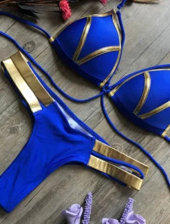 Women's Normal Swimwear Bikini 2 Piece Thong Swimsuit Open Back Cut Out Sexy Vacation Sexy Leopard Color Block Strap Bathing Suits Women Bikinis