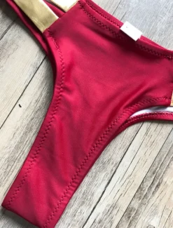 Women's Normal Swimwear Bikini 2 Piece Thong Swimsuit Open Back Cut Out Sexy Vacation Sexy Leopard Color Block Strap Bathing Suits Women Bikinis