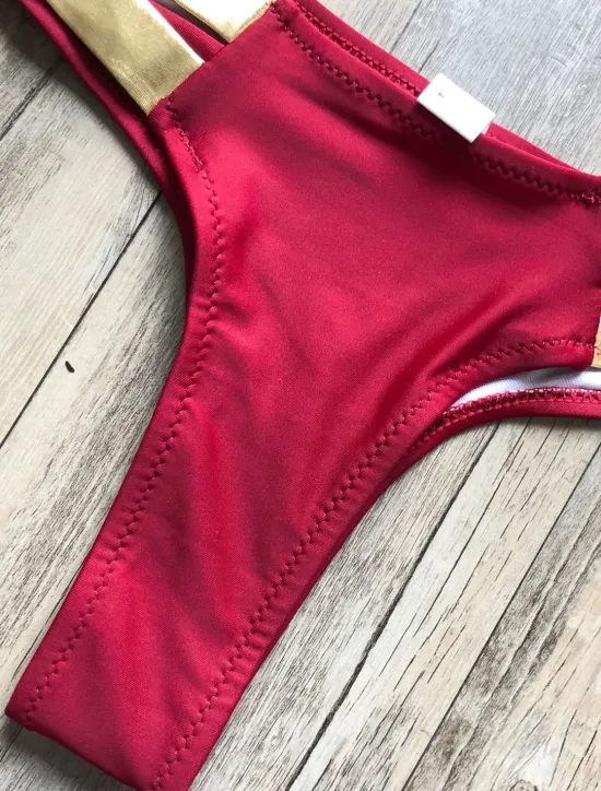Women's Normal Swimwear Bikini 2 Piece Thong Swimsuit Open Back Cut Out Sexy Vacation Sexy Leopard Color Block Strap Bathing Suits Women Bikinis