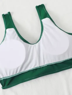 Best Women's Normal Swimwear Bikini 2 Piece Briefs Swimsuit High Waist Twist Front Fitted Vacation Stylish Solid Color V Wire Sleeveless Bathing Suits Women Bikinis