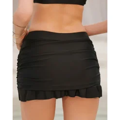 Clearance Women's Normal Swimwear Bikini Bottom Swim Shorts Skirt Swimsuit Ruched Ruffle Beach Wear Summer Plain Sleeveless Bathing Suits Women Cover Up