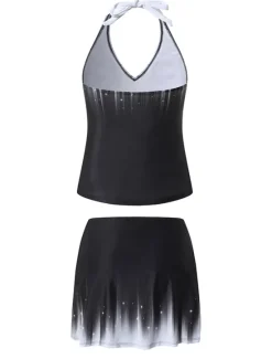 New Women's Normal Swimwear Swimdresses 2 Piece Tankini Swimsuit Halter 2 Piece Modest Vacation Beach Wear Ombre Strap Sleeveless Bathing Suits Women Swimdresses