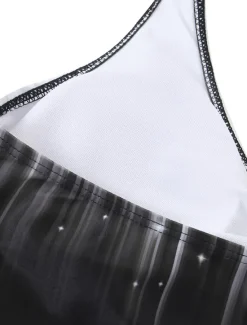 New Women's Normal Swimwear Swimdresses 2 Piece Tankini Swimsuit Halter 2 Piece Modest Vacation Beach Wear Ombre Strap Sleeveless Bathing Suits Women Swimdresses
