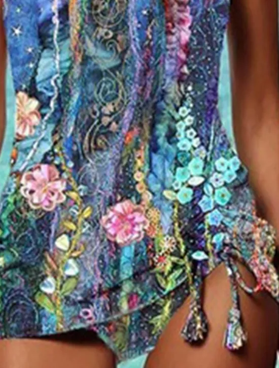 Clearance Women's Normal Swimwear Tankini 2 Piece Shorts Swimsuit 2 Piece Printing Floral Beach Wear Summer Bathing Suits Women Tankinis