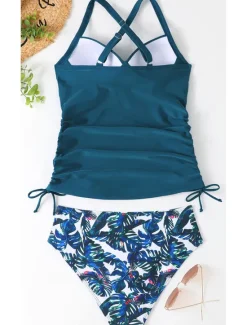 Outlet Women's Normal Swimwear Tankini 2 Piece Shorts Swimsuit Halter 2 Piece Printing Beach Wear Summer Leopard Sleeveless Bathing Suits Women Leopard Swimwear|Tankinis