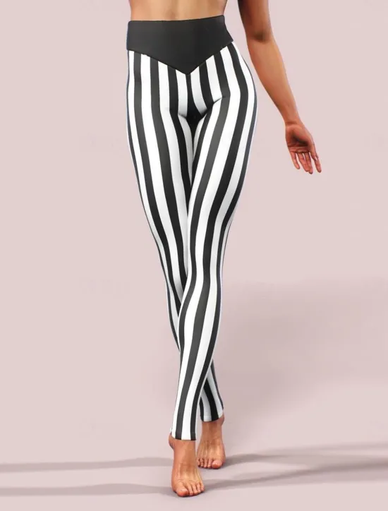 Online Women's Normal Tights Leggings Casual / Sporty Athleisure Ankle-Length Mid Waist Stripe Print Tummy Control Butt Lift Comfort Stretchy Yoga Weekend Summer Spring & Fall Slim Women Leggings