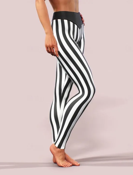 Online Women's Normal Tights Leggings Casual / Sporty Athleisure Ankle-Length Mid Waist Stripe Print Tummy Control Butt Lift Comfort Stretchy Yoga Weekend Summer Spring & Fall Slim Women Leggings