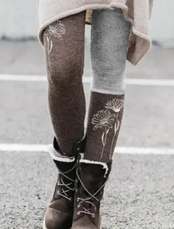 New Women's Normal Tights Leggings Fashion Designer Tights Full Length Mid Waist Cat Dandelion Print Tummy Control Butt Lift Comfort Micro-elastic Halloween Casual Weekend 1 2 3 4 Skinny Women Leggings