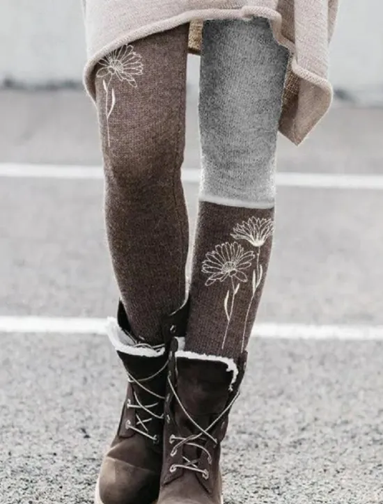 New Women's Normal Tights Leggings Fashion Designer Tights Full Length Mid Waist Cat Dandelion Print Tummy Control Butt Lift Comfort Micro-elastic Halloween Casual Weekend 1 2 3 4 Skinny Women Leggings