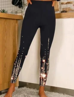 Clearance Women's Normal Tights Leggings Designer Sparkle Sparkle & Shine Long High Waist Graphic Prints Flower / Floral Print Butt Lift Comfort Tummy Control High Elasticity Yoga Weekend A B C D Skinny Women Leggings
