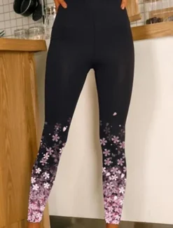 Clearance Women's Normal Tights Leggings Designer Sparkle Sparkle & Shine Long High Waist Graphic Prints Flower / Floral Print Butt Lift Comfort Tummy Control High Elasticity Yoga Weekend A B C D Skinny Women Leggings