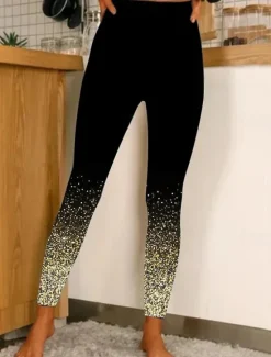 Clearance Women's Normal Tights Leggings Designer Sparkle Sparkle & Shine Long High Waist Graphic Prints Flower / Floral Print Butt Lift Comfort Tummy Control High Elasticity Yoga Weekend A B C D Skinny Women Leggings