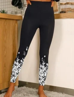 Clearance Women's Normal Tights Leggings Designer Sparkle Sparkle & Shine Long High Waist Graphic Prints Flower / Floral Print Butt Lift Comfort Tummy Control High Elasticity Yoga Weekend A B C D Skinny Women Leggings