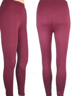 Best Women's Normal Tights Leggings Fashion Tights Full Length Mid Waist Plain Tummy Control Butt Lift Comfort High Elasticity Casual Weekend Lake blue Sapphire Wine Red Ice silk yellow leopard pants Women Leggings