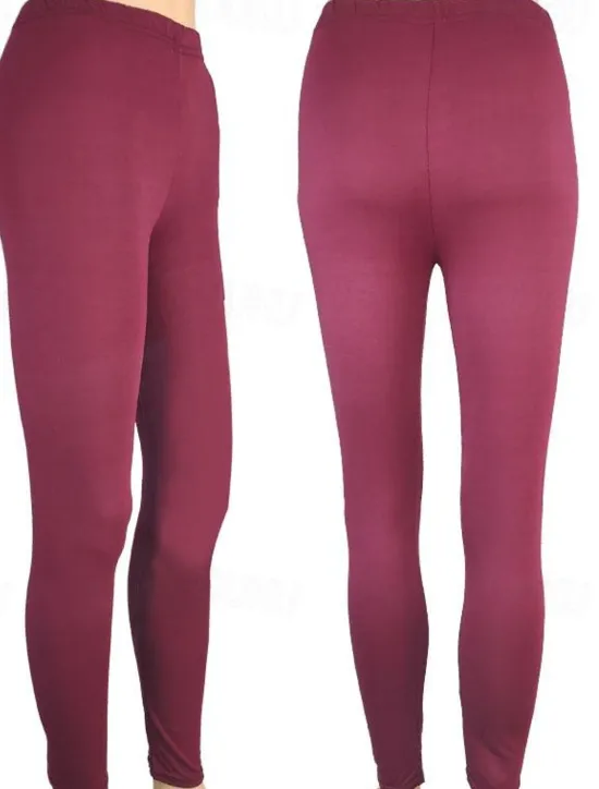 Best Women's Normal Tights Leggings Fashion Tights Full Length Mid Waist Plain Tummy Control Butt Lift Comfort High Elasticity Casual Weekend Lake blue Sapphire Wine Red Ice silk yellow leopard pants Women Leggings