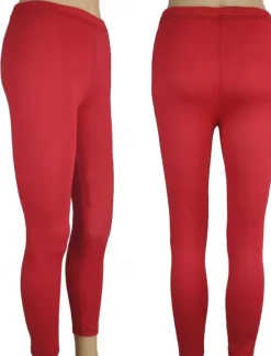Best Women's Normal Tights Leggings Fashion Tights Full Length Mid Waist Plain Tummy Control Butt Lift Comfort High Elasticity Casual Weekend Lake blue Sapphire Wine Red Ice silk yellow leopard pants Women Leggings
