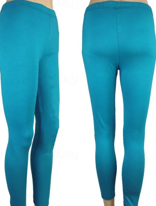 Best Women's Normal Tights Leggings Fashion Tights Full Length Mid Waist Plain Tummy Control Butt Lift Comfort High Elasticity Casual Weekend Lake blue Sapphire Wine Red Ice silk yellow leopard pants Women Leggings
