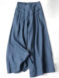 Clearance Women's Normal Wide Leg Classic Flowy Full Length Natural Wide Leg Classic Basic Inelastic Causal Daily Wear Black White Yellow Navy Blue Fall Winter Loose Fit Women Pants