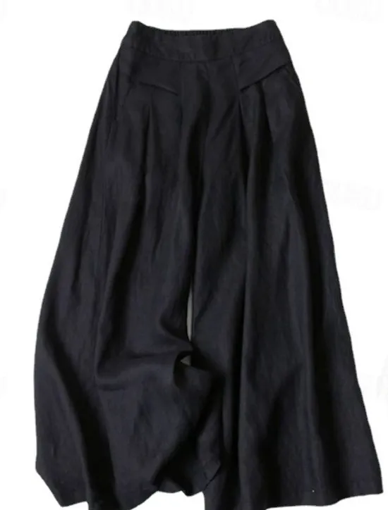 Clearance Women's Normal Wide Leg Classic Flowy Full Length Natural Wide Leg Classic Basic Inelastic Causal Daily Wear Black White Yellow Navy Blue Fall Winter Loose Fit Women Pants