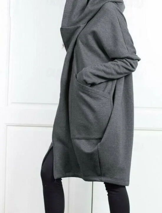 Women's Outdoor Zipper Solid Color Windproof Fashion Loose Fit Outerwear Long Sleeve Fall dark brown S Women Jackets