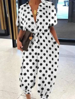 Best Women's Overall Streetwear Solid Color Short Sleeve Harem Deep V Lace up Daily Going out Regular Fit Black Leopard Black Army Green Summer Women Jumpsuits|Graphic Jumpsuit