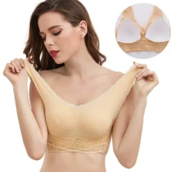Discount Women's Oversized Lace Sports Bras Cross Front Side Buckle Wire Free Bra Yoga Workout Activewear Home Outfits Women Lingerie