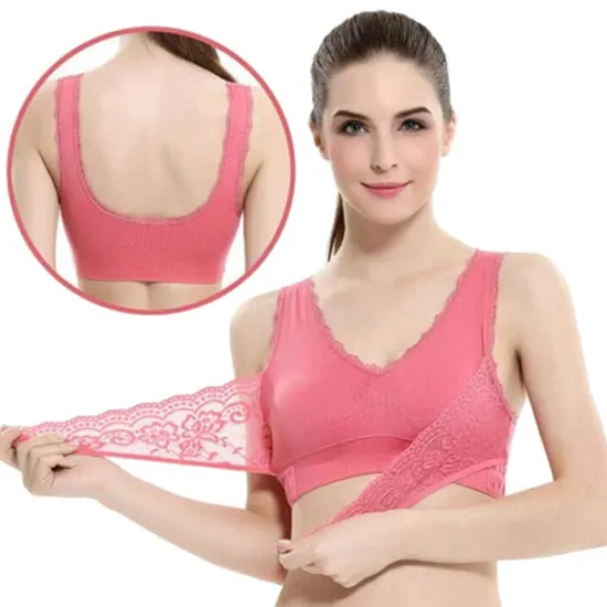 Discount Women's Oversized Lace Sports Bras Cross Front Side Buckle Wire Free Bra Yoga Workout Activewear Home Outfits Women Lingerie